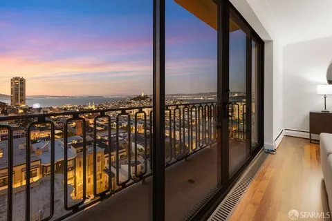 a view of balcony with city view