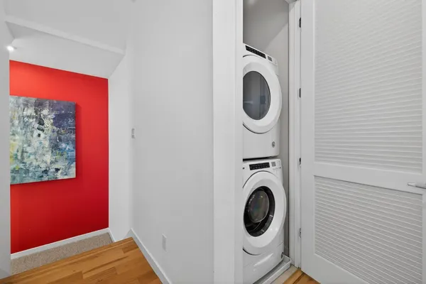a utility room with dryer and washer