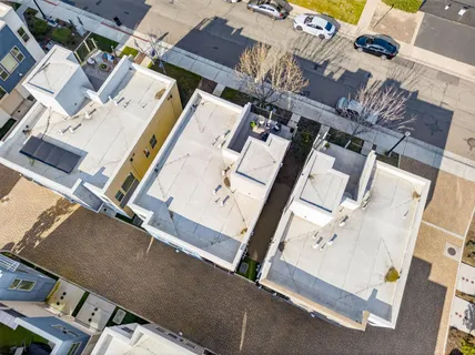 an aerial view of a large parking space