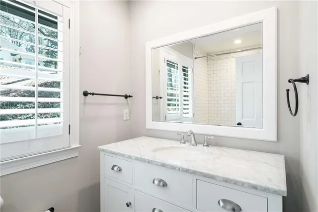 a bathroom with a bathtub