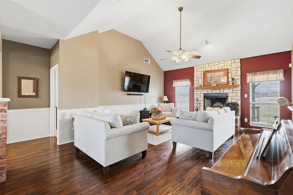 9920 County Road 540 Lavon, TX 75166 - Photo 4 of 32 a living room with furniture fireplace and flat screen tv