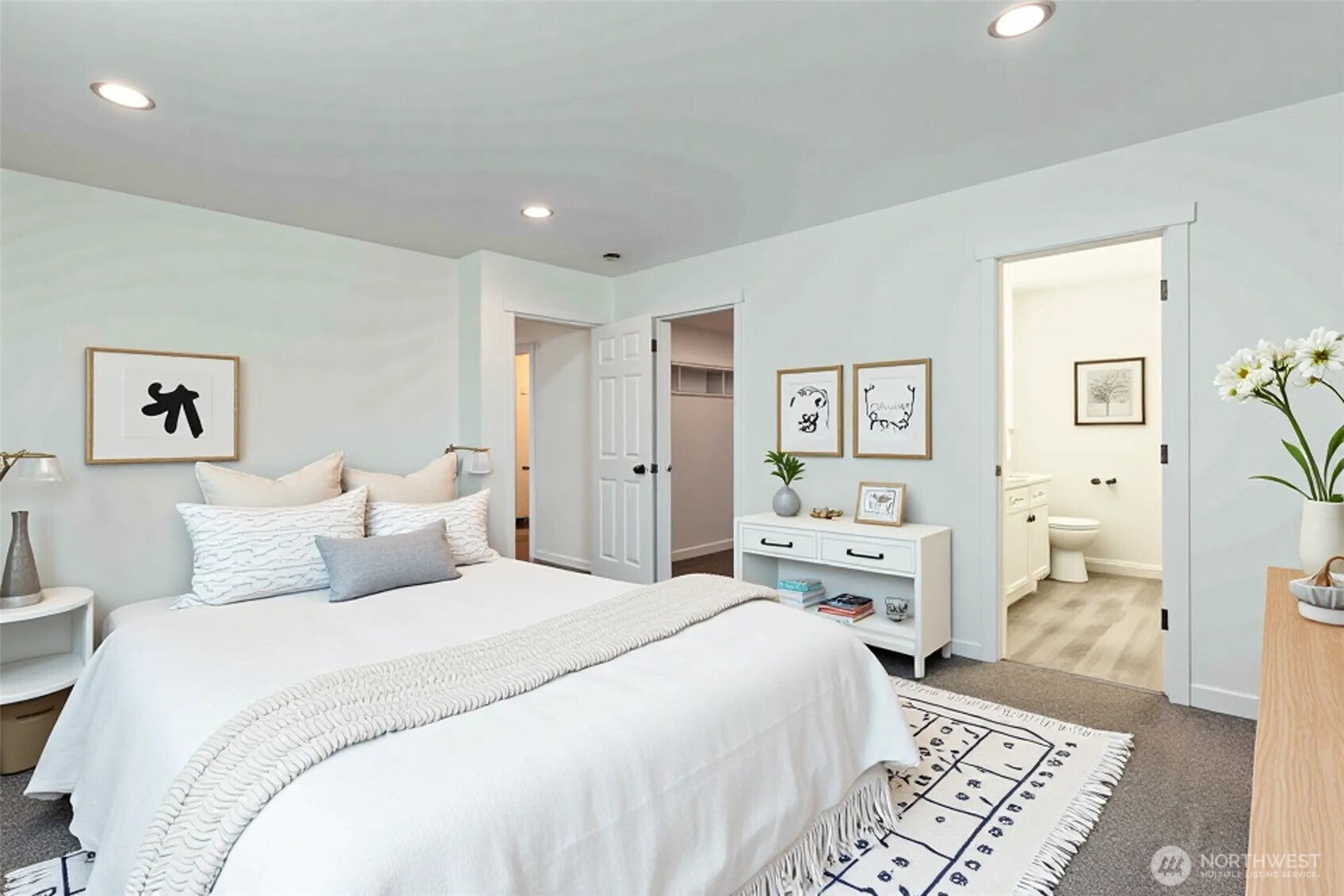 371 East Sullivan Street Allyn, WA 98524 - Photo 9 of 21 a bedroom with a bed and a view of bathroom