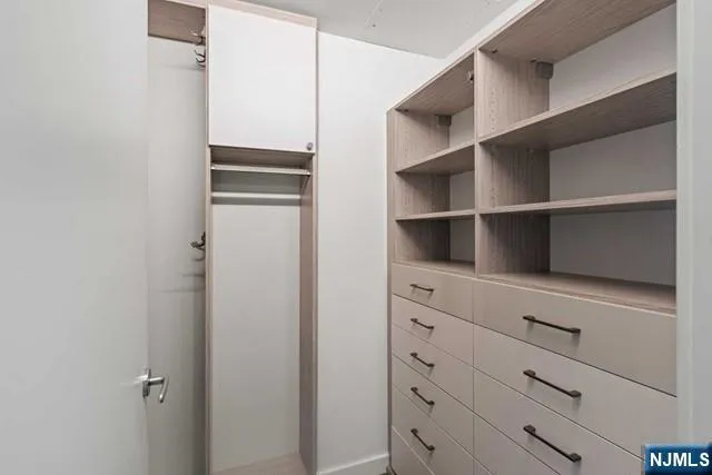 a view of an empty walk in closet