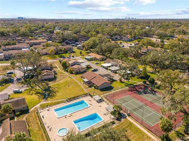 a view of a car park in front of a building