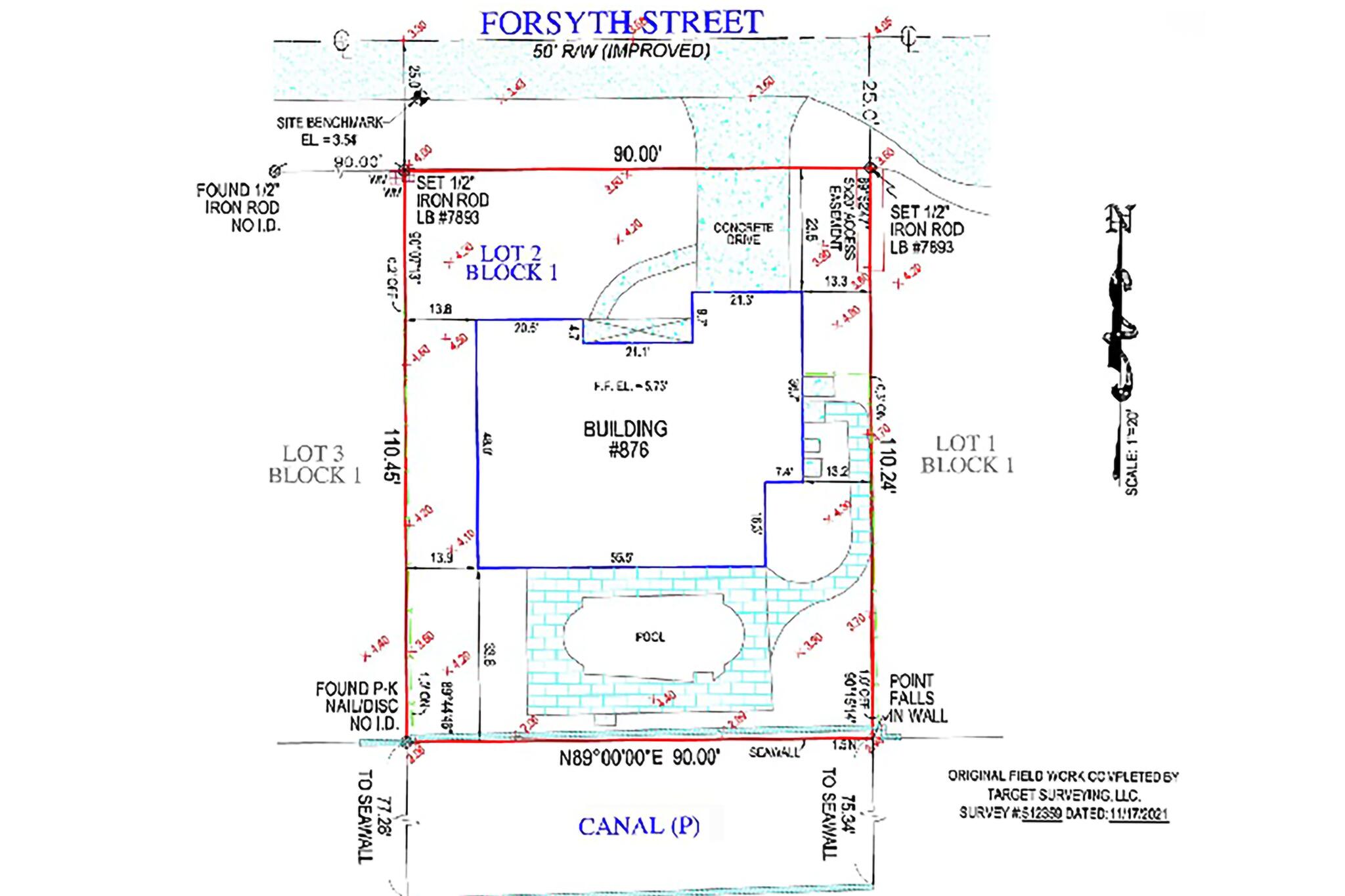 876 Forsyth Street Boca Raton, FL 33487 - Photo 3 of 12 Survey of Lot 1-6-2022