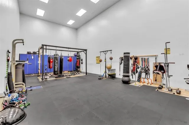 a view of a room with gym equipment