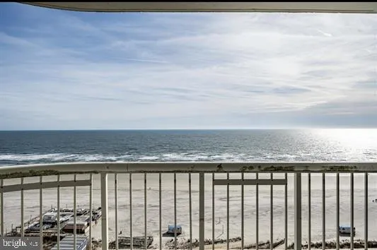a balcony with a city view