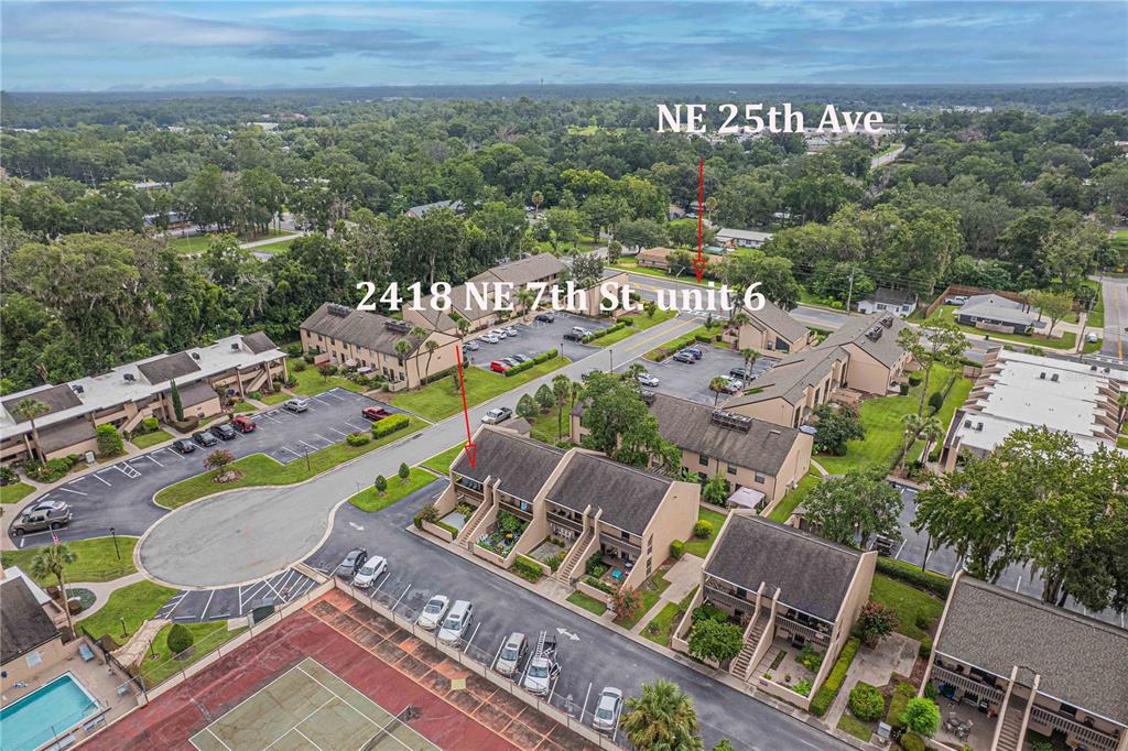 2418 Northeast 7th Street, Unit 6 Ocala, FL 34470 - Photo 25 of 33 an aerial view of a house with a garden