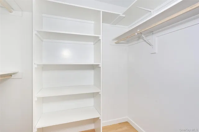 a view of an empty walk in closet