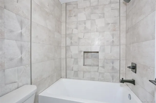 a bathroom with a bathtub