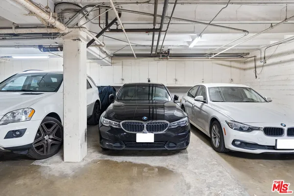 a car that is parked in a garage