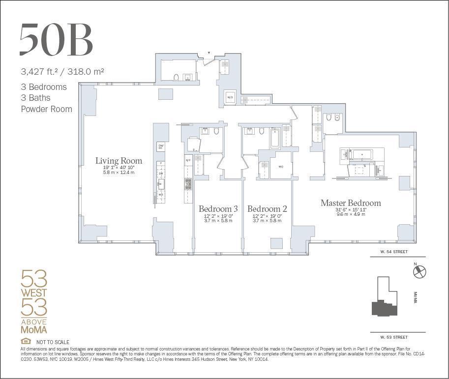 53 West 53rd Street, Unit 50B Manhattan, NY 10019 - Photo 25 of 25 Floor Plan B line