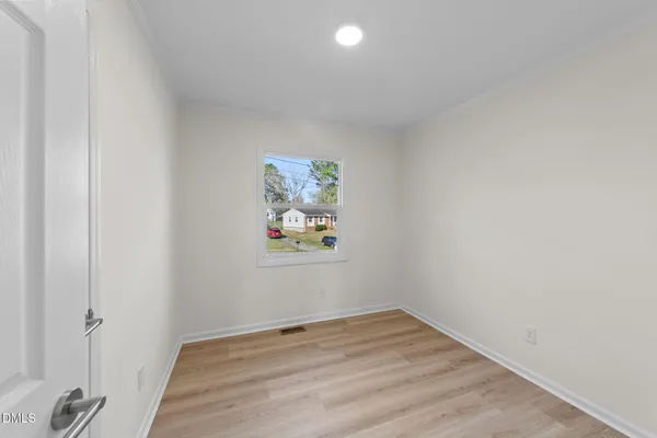 an empty room with a workbench