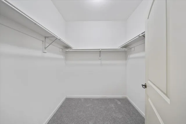 a view of an empty walk in closet