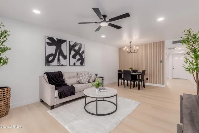 a living room with furniture