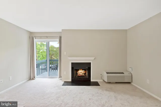 a room with a fireplace