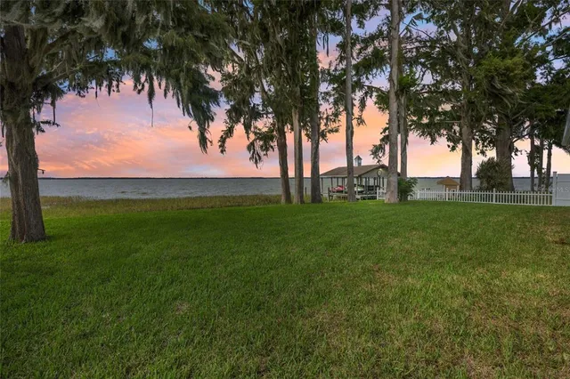 a view of grassy field with trees