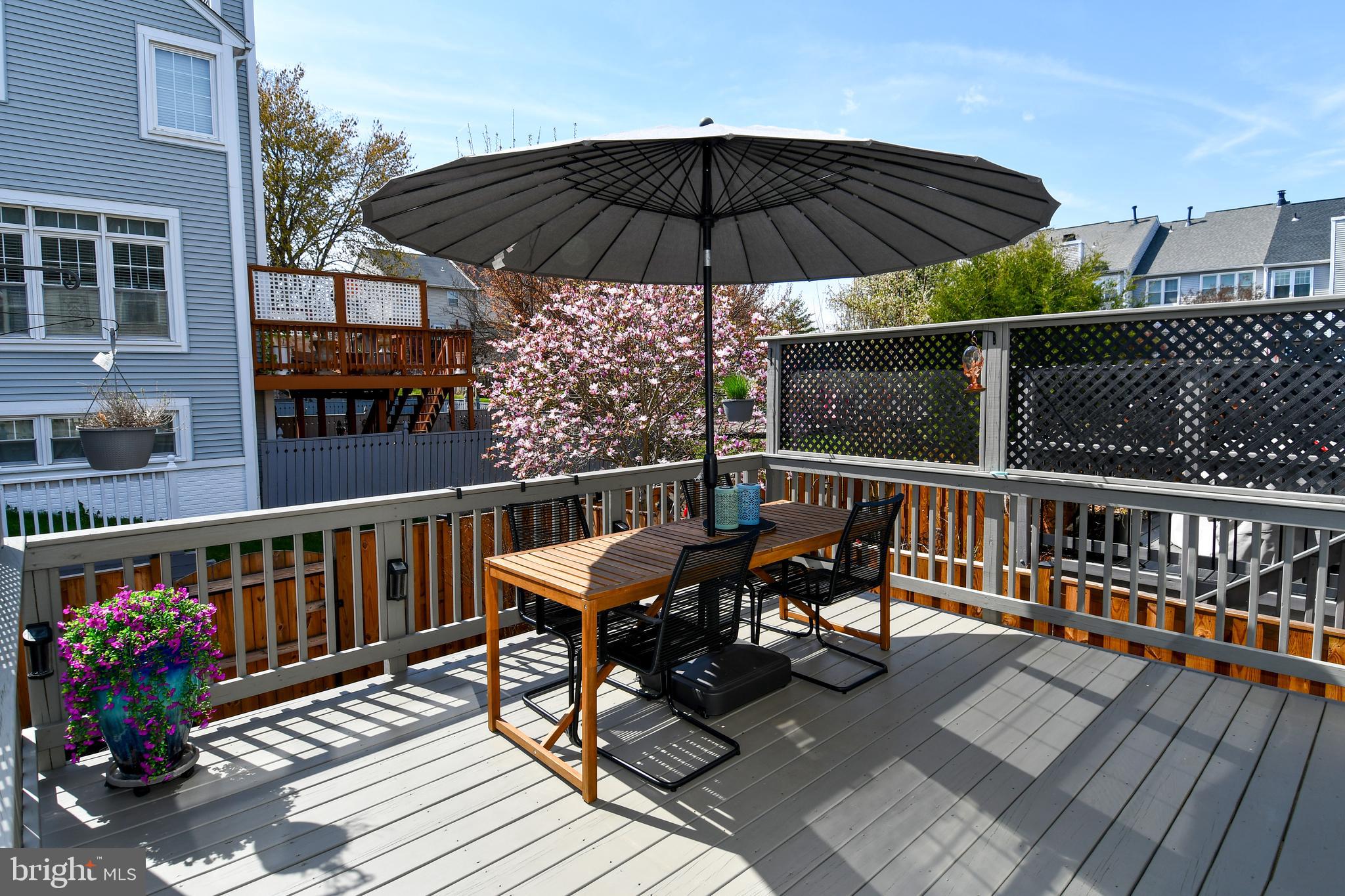 10188 Speedwell Court Manassas, VA 20110 - Photo 19 of 51 a view of a roof deck with table and chairs under an umbrella