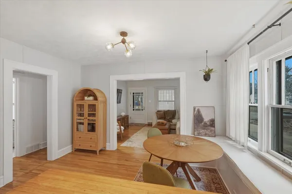 a view of a livingroom with furniture and window