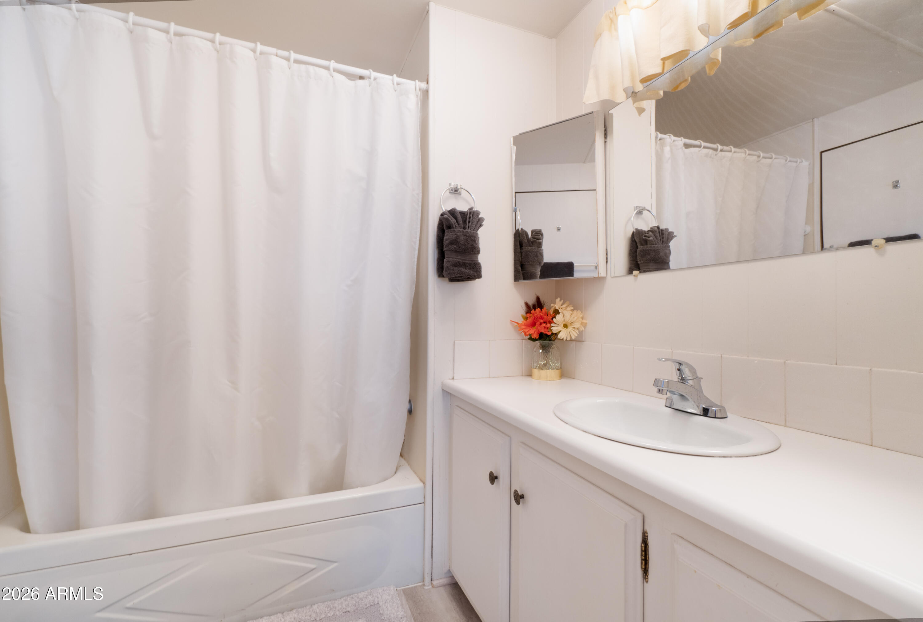 201 South Greenfield Road, Unit 361 Mesa, AZ 85206 - Photo 11 of 53 a bathroom with a sink and a mirror