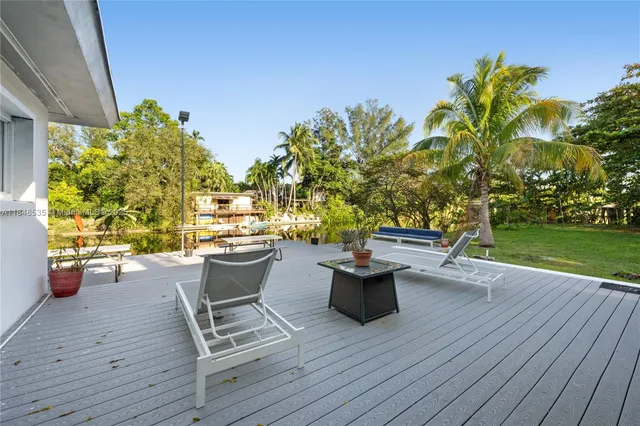a view of a lake with outdoor space