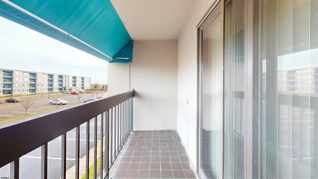 a view of city from a balcony