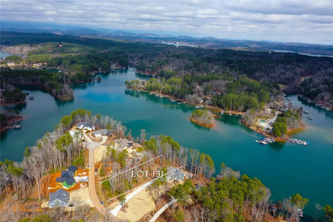 Lot 131 Harbor Point Seneca, SC 29672 - Photo 16 of 48 This aerial view showcases a desirable waterfront lot nestled amidst a verdant landscape.