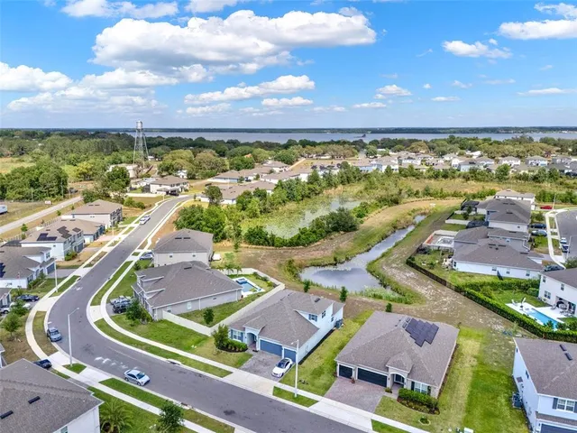 an aerial view of a house