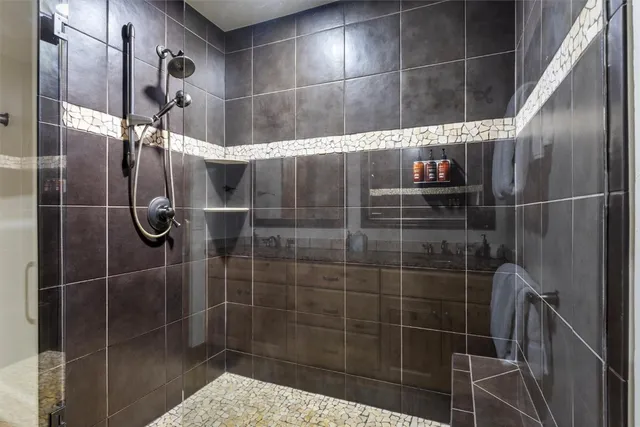 a bathroom with a shower