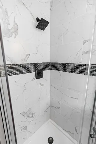 a bathroom with a bathtub