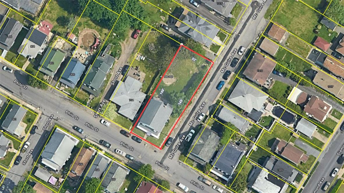 700 Philo Street Scranton, PA 18508 - Photo 10 of 19 Aerial view of a residential lot bordered by Philo Street and Mc Guire Avenue, ripe for development.