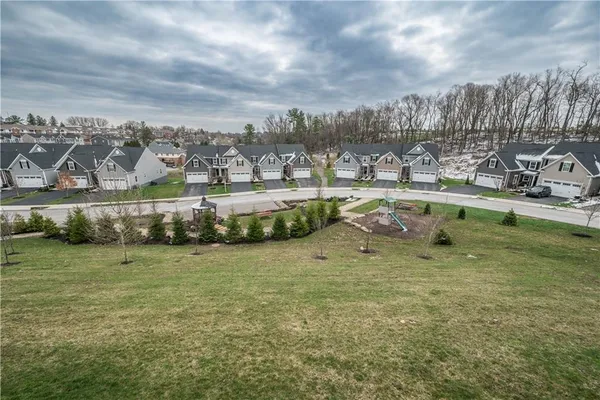 a view of a lake with a big yard