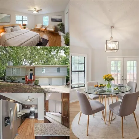 a dining room with a table and chairs