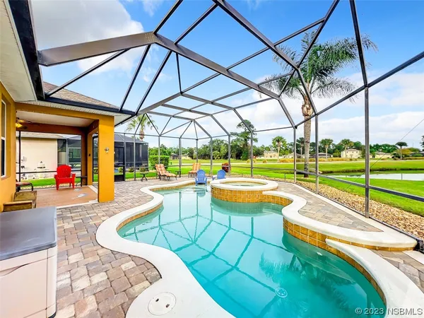 a view of a park with a slide