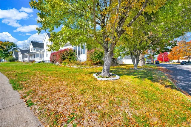 a view of a house with a backyard