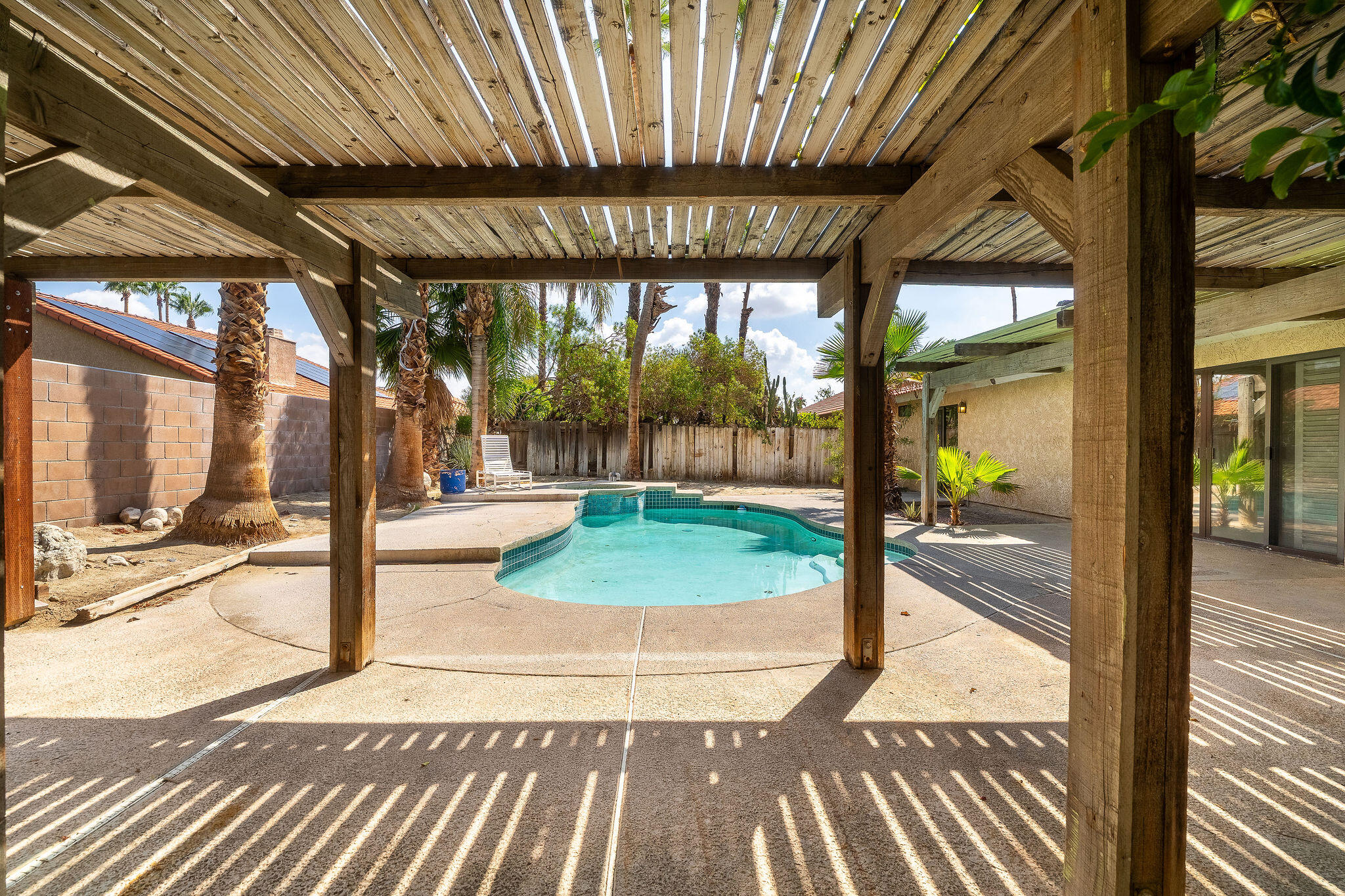68750 Fortuna Road Cathedral City, CA 92234 - Photo 31 of 42 a view of a porch with a backyard