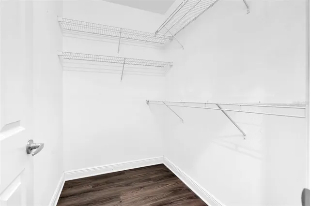 a view of a room with racks on the wall