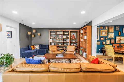 a view of a livingroom with a flat screen tv