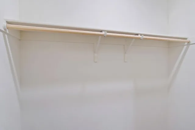 a close up view of racks on the wall