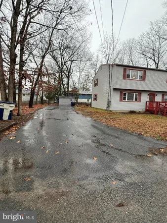 a view of a yard with a large tree