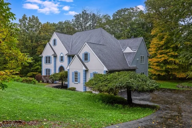 a aerial view of a house with a big yard plants and large trees