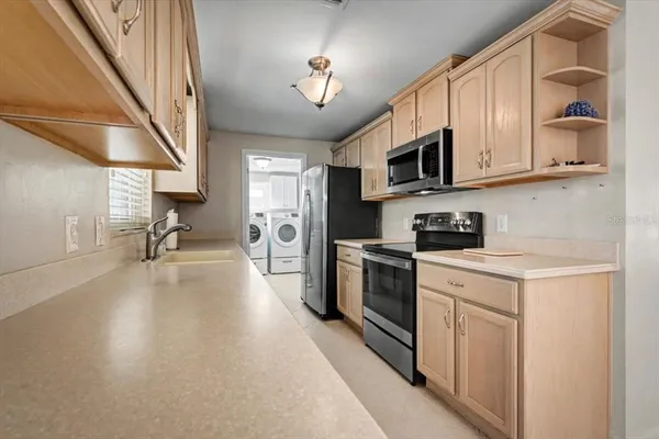 wooden floor and cabinet in a room