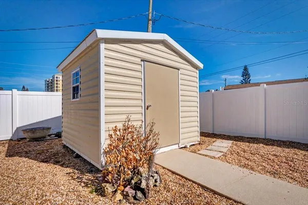 a view of a wooden building