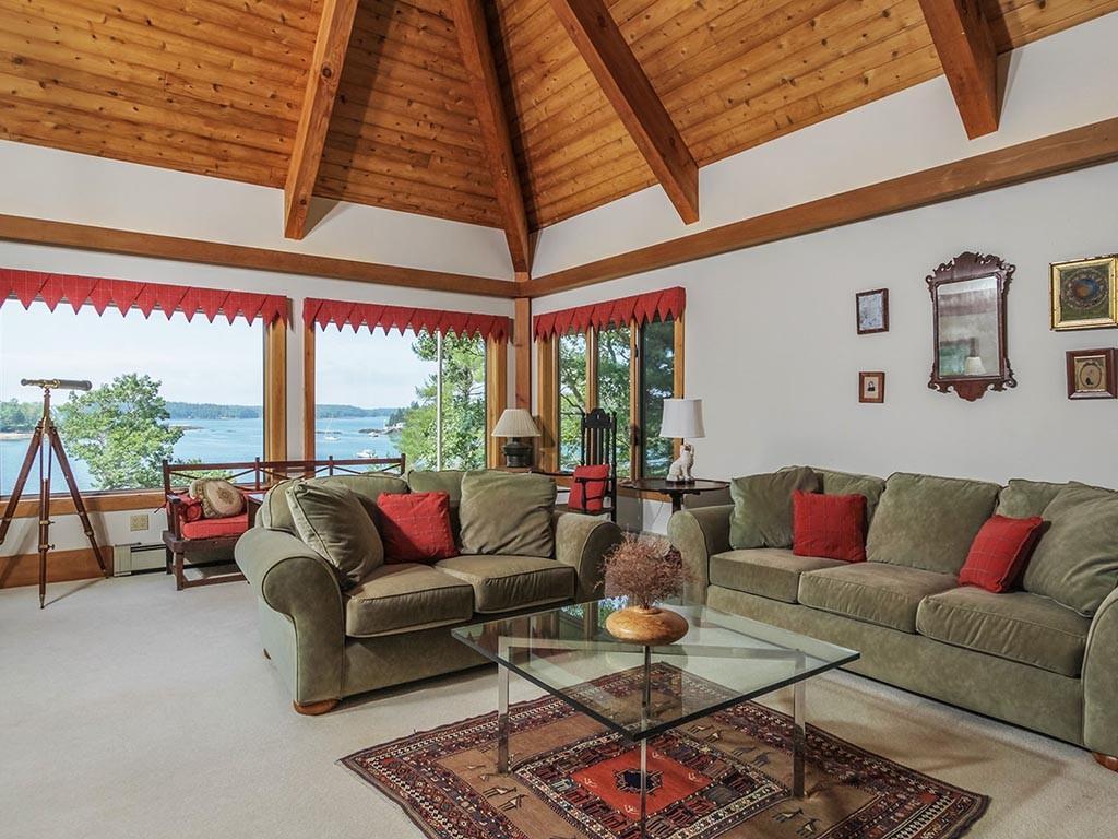 383 Harrington Road Pemaquid, ME 04558 - Photo 7 of 35 Great room -- view out to Johns Bay.
