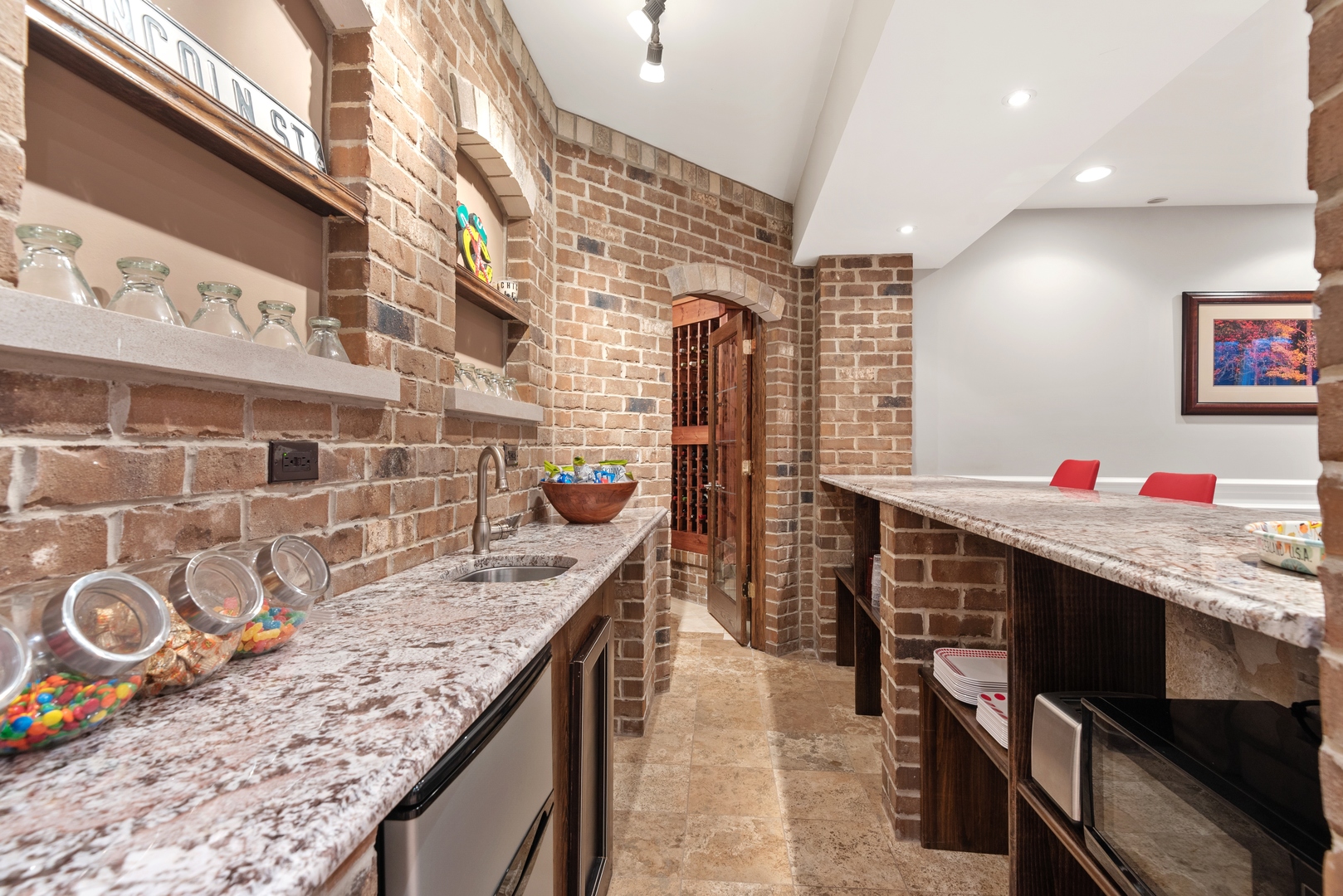 Undisclosed Address Wilmette, IL 60091 - Photo 42 of 57 a bathroom with a granite countertop sink and a mirror