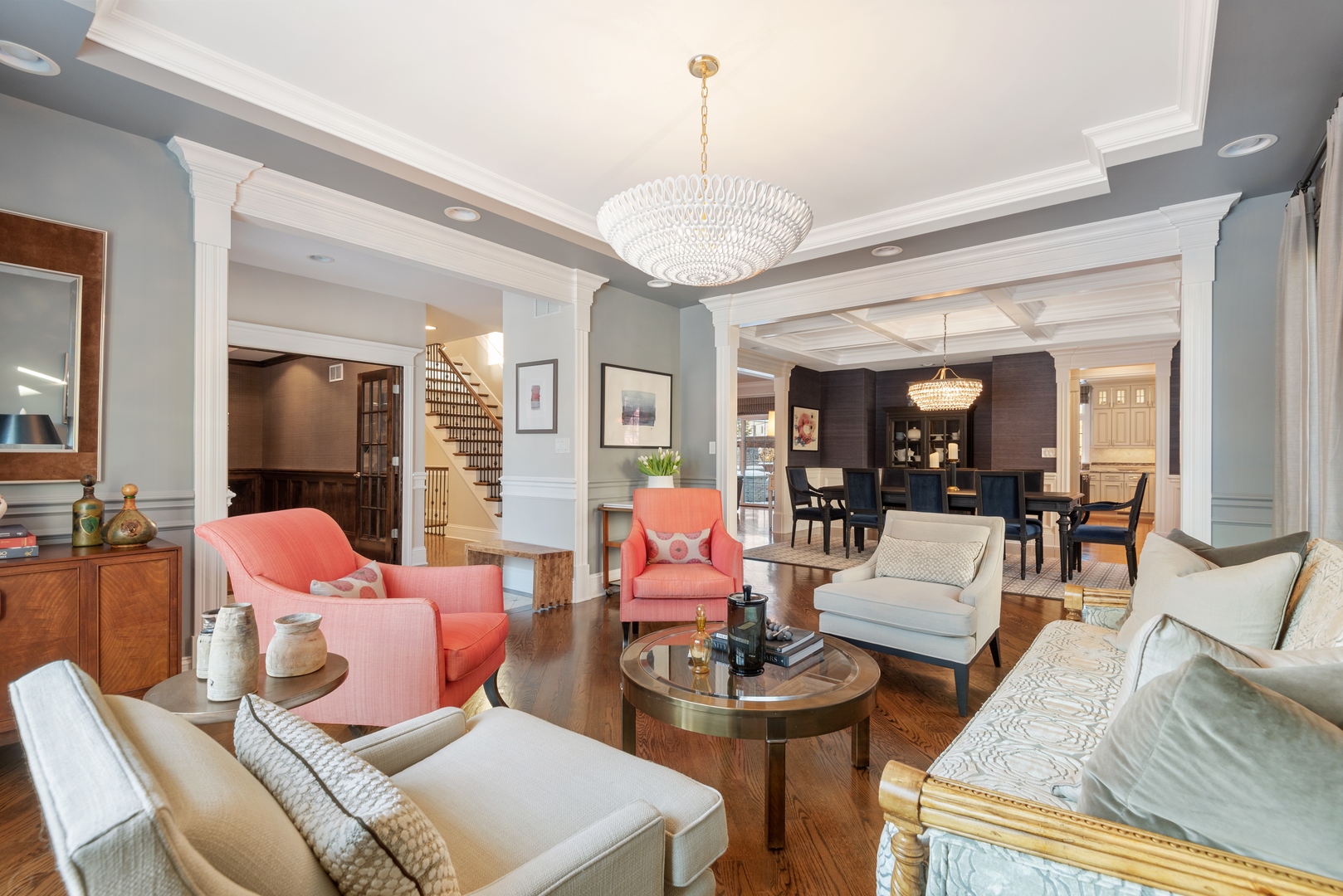 Undisclosed Address Wilmette, IL 60091 - Photo 8 of 57 a living room with furniture chandelier and large windows