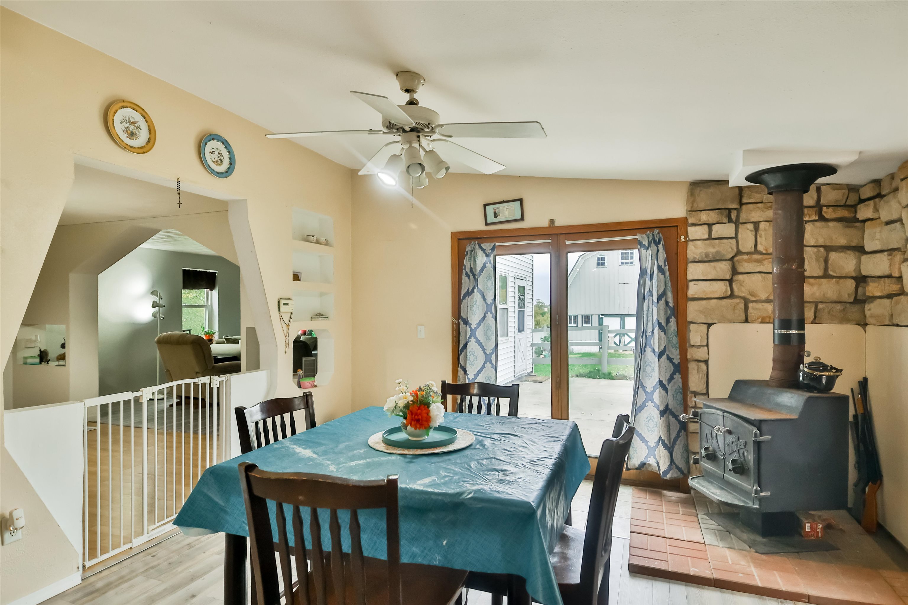 7719 West Coffman Road German Valley, IL 61039 - Photo 27 of 38 a view of a dining room with furniture window and outside view
