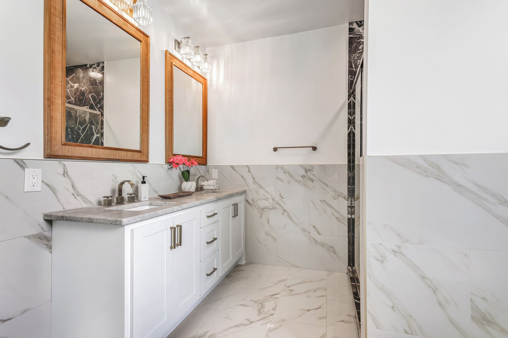 107 Shady Street Summertown, TN 38483 - Photo 17 of 31 a bathroom with a granite countertop sink a mirror and a