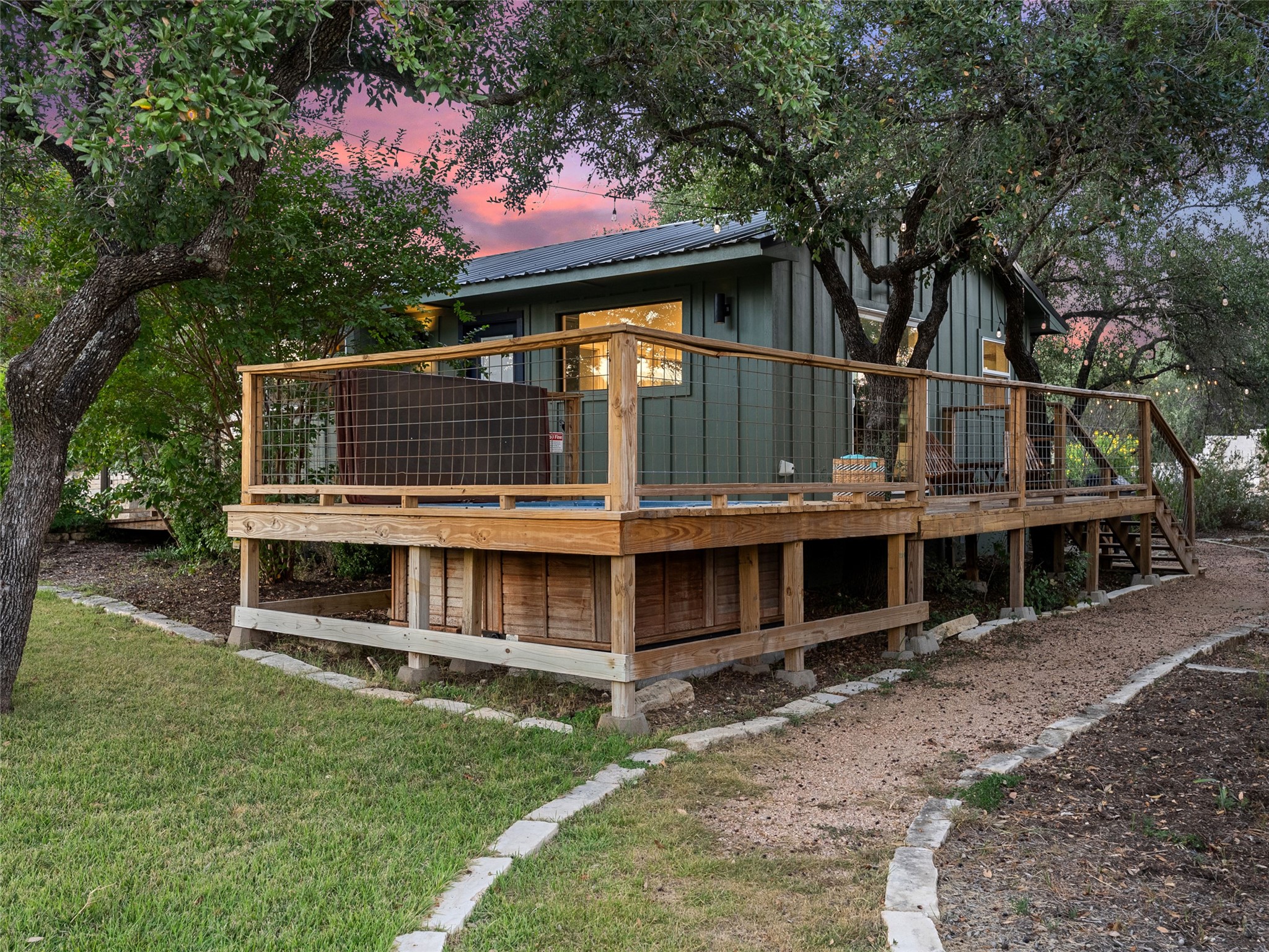 The Cottage, contemporary remodeled and enlarged. New kitchen, bathroom, living area, decks, hot tub and outdoor living area totally redone.