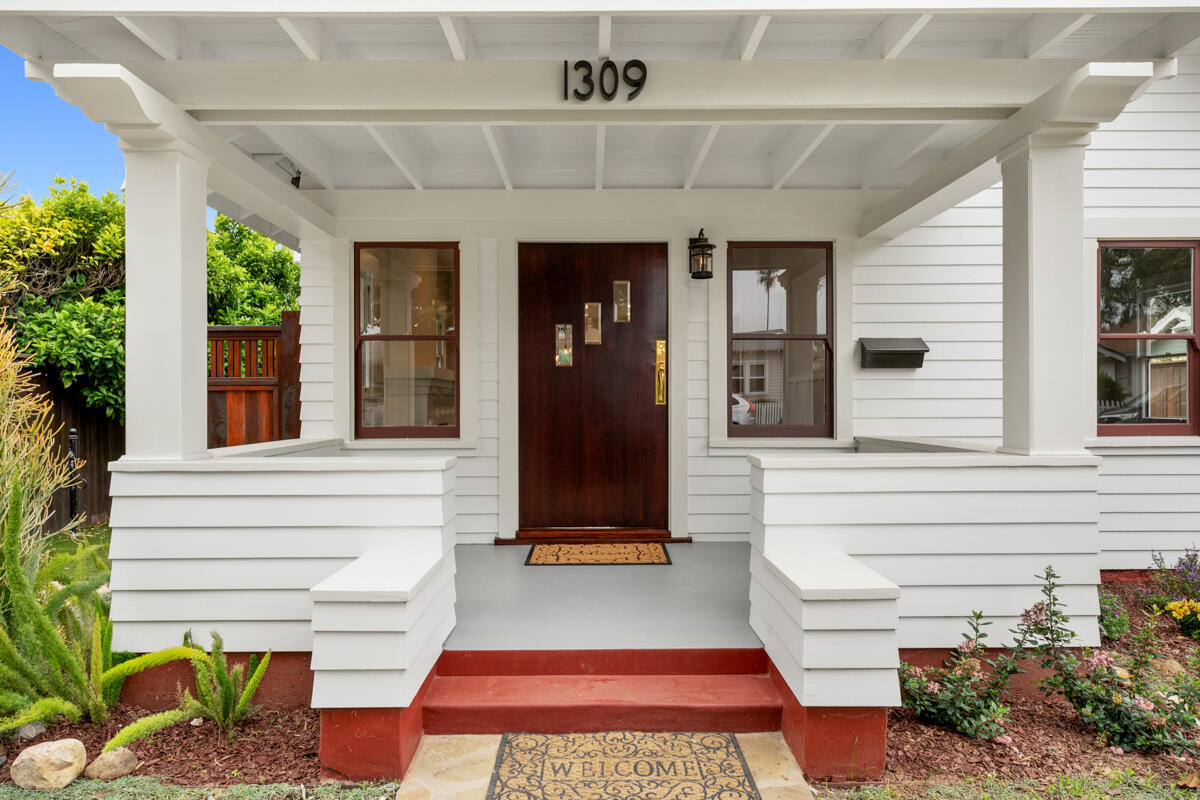 1309 Castillo Street Santa Barbara, CA 93101 - Photo 2 of 41 a front view of a house with a porch